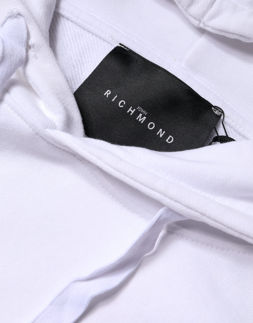 Sweat-shirt à capuche en coton à logo blanc John Richmond