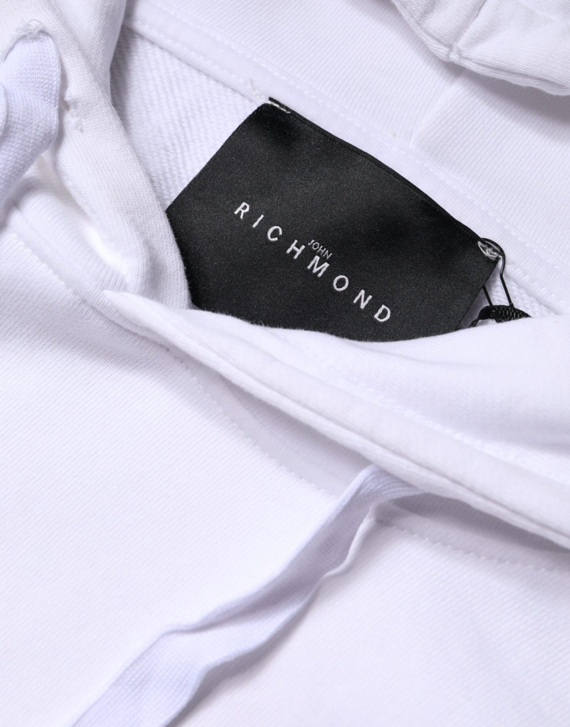 Sweat-shirt à capuche en coton à logo blanc John Richmond