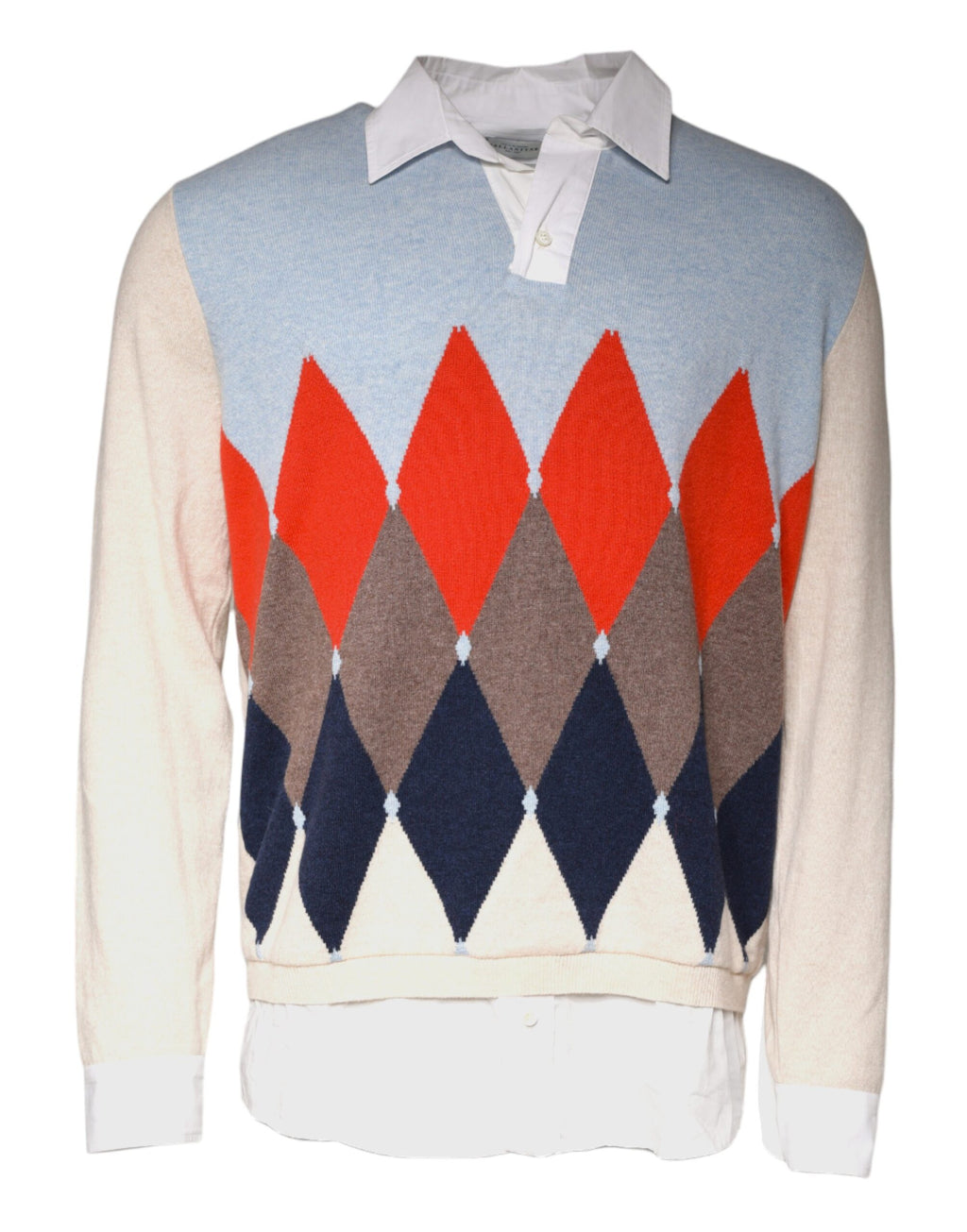 Ballantyne Pullover mit mehrfarbigem Muster, Kragen und langen Ärmeln