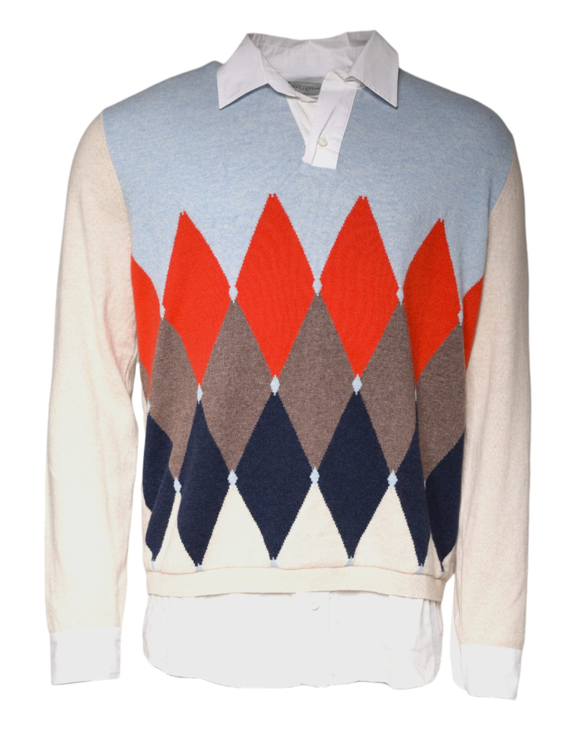 Ballantyne Pullover mit mehrfarbigem Muster, Kragen und langen Ärmeln