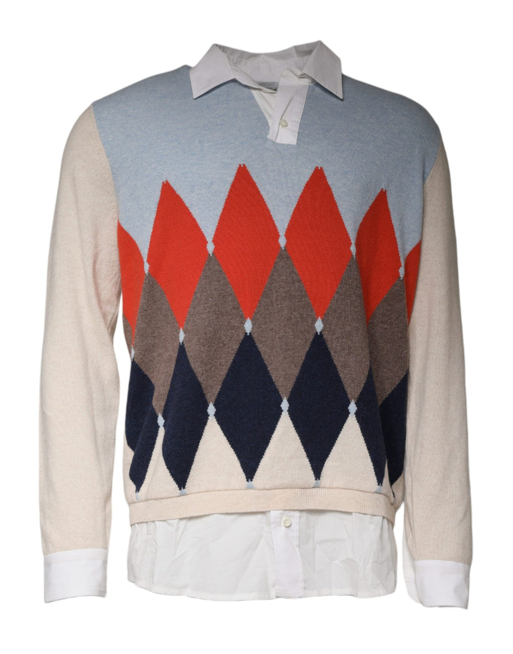 Ballantyne Pullover mit mehrfarbigem Muster, Kragen und langen Ärmeln