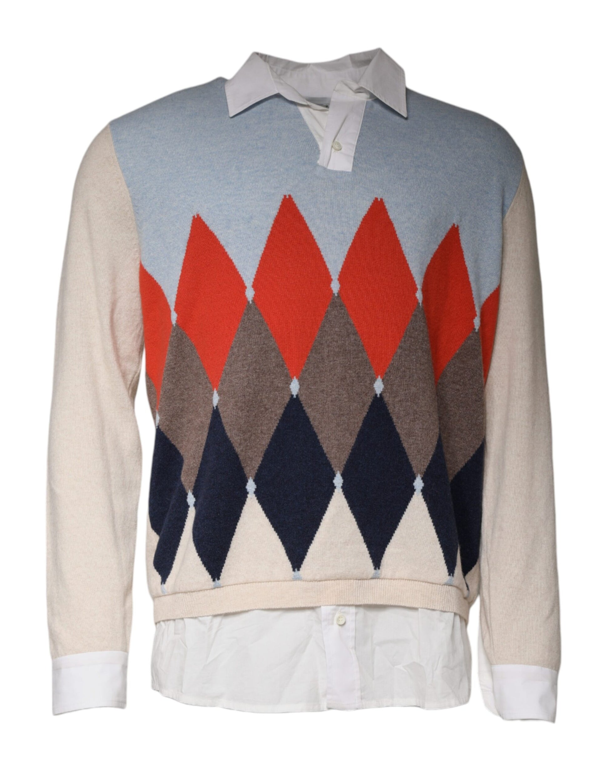 Ballantyne Pullover mit mehrfarbigem Muster, Kragen und langen Ärmeln