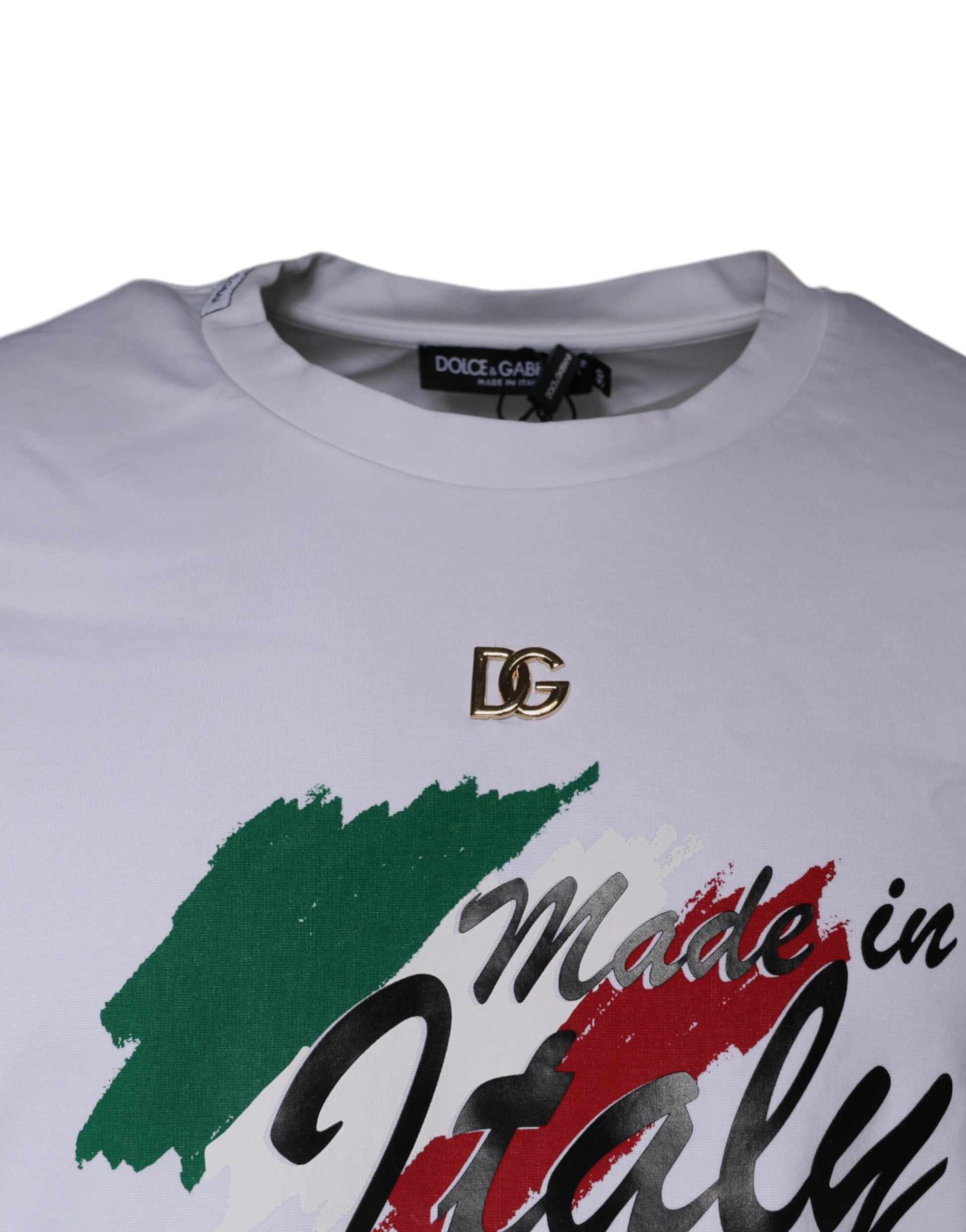 T-shirt Dolce & Gabbana en coton blanc à col rond et imprimé graphique