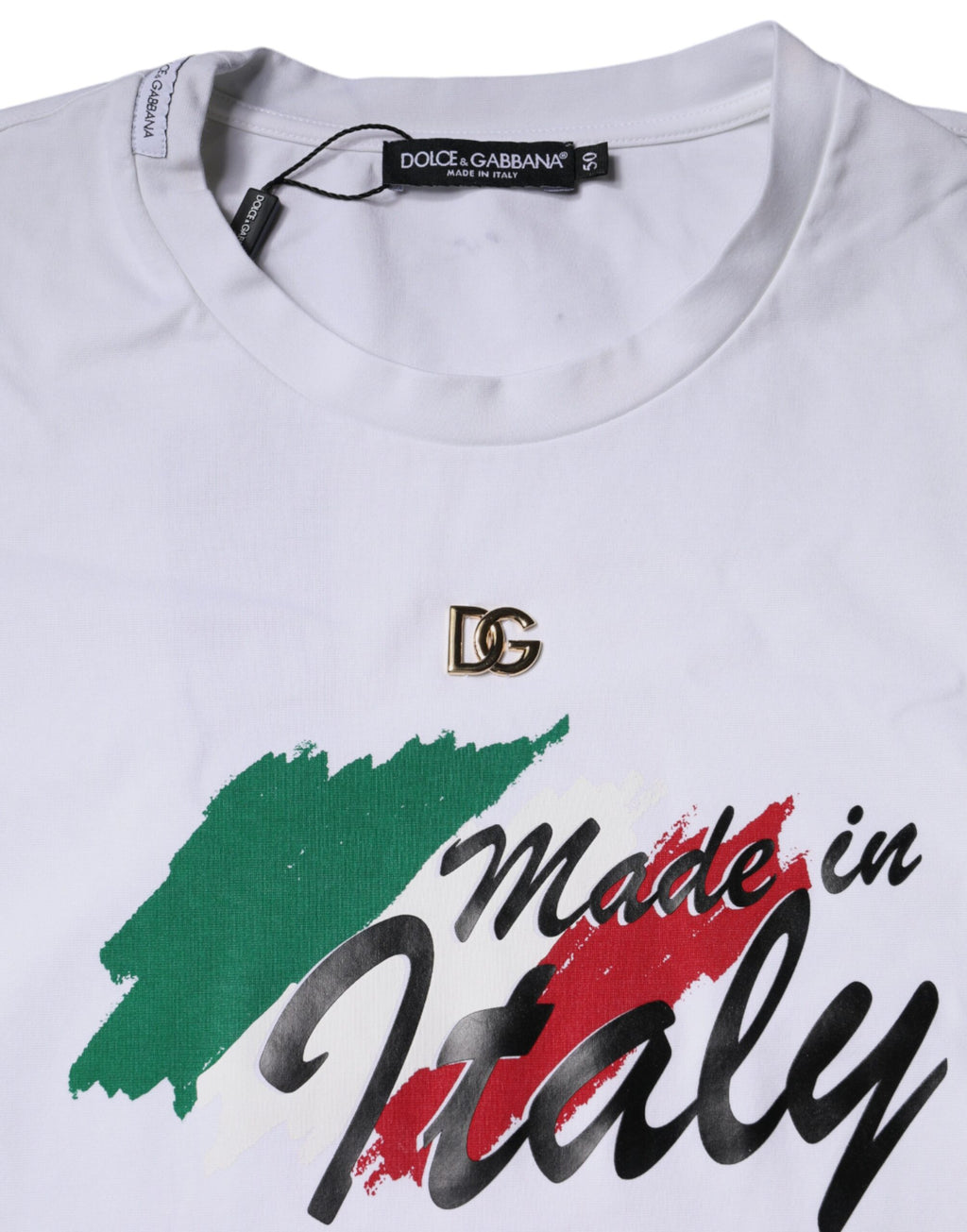 T-shirt Dolce & Gabbana en coton blanc à col rond et imprimé graphique