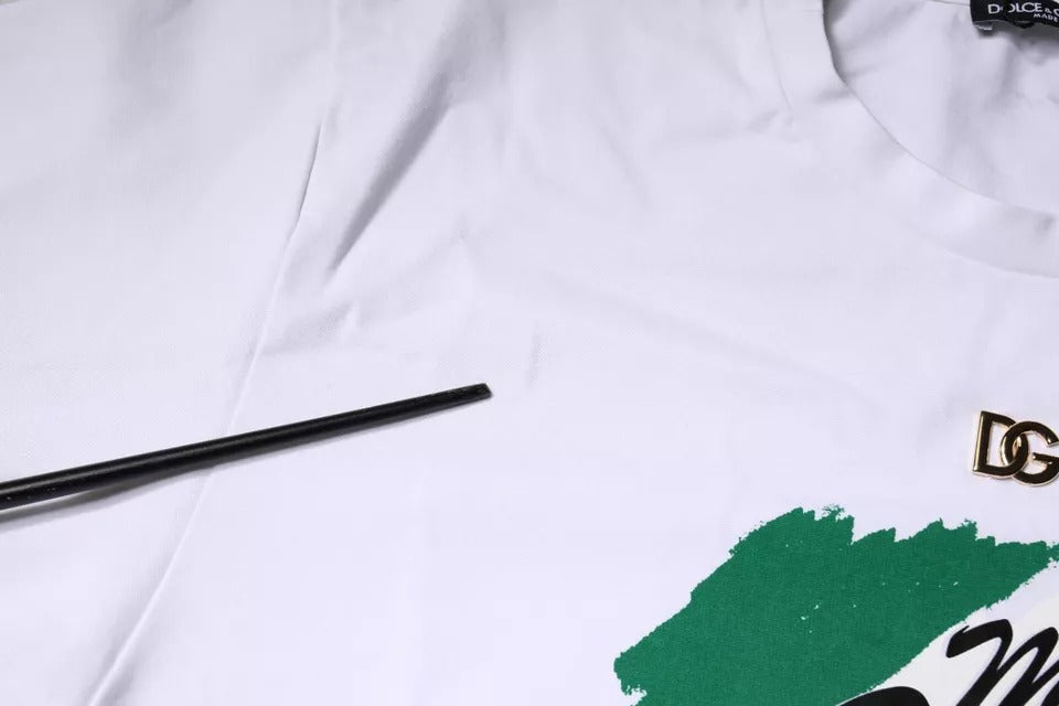 T-shirt Dolce & Gabbana en coton blanc à col rond et imprimé graphique
