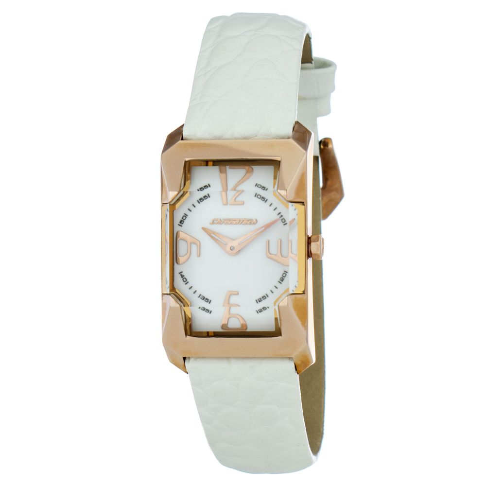 Montre habillée Chronotech en cuir blanc