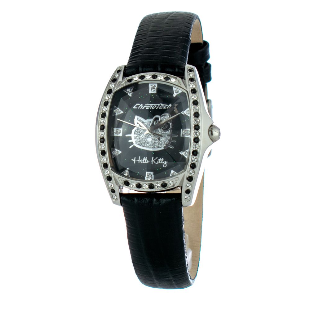 Montre habillée en cuir noir Chronotech