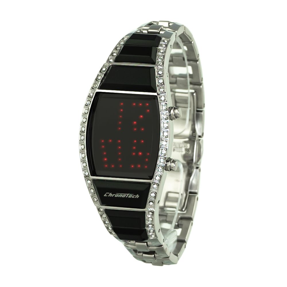 Montre numérique Chronotech en acier inoxydable argenté