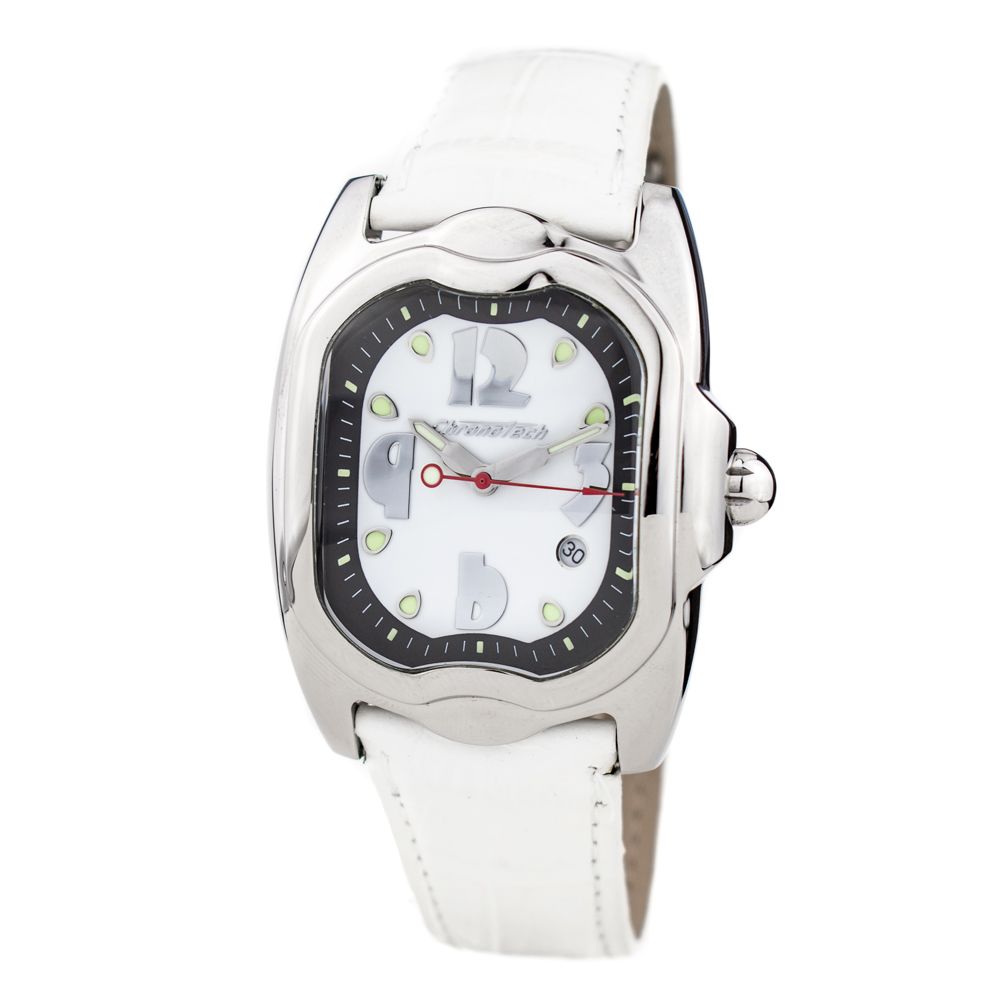 Montre habillée Chronotech en cuir blanc