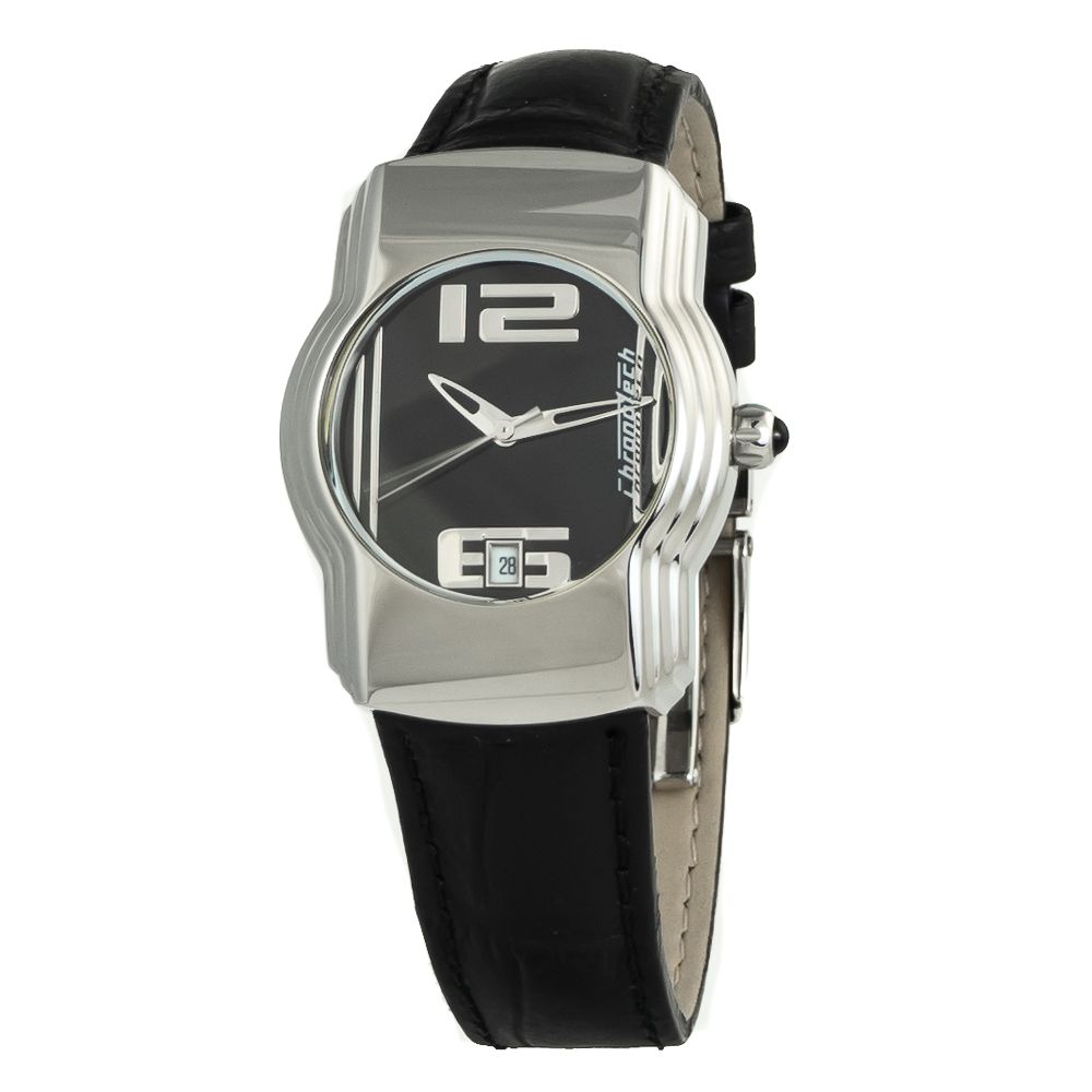 Montre habillée en cuir noir Chronotech