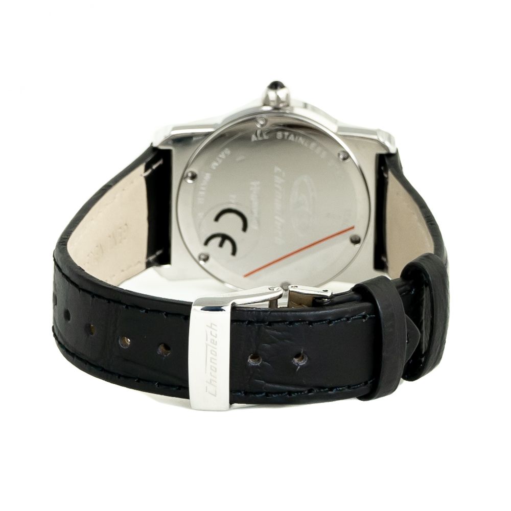 Montre habillée en cuir noir Chronotech