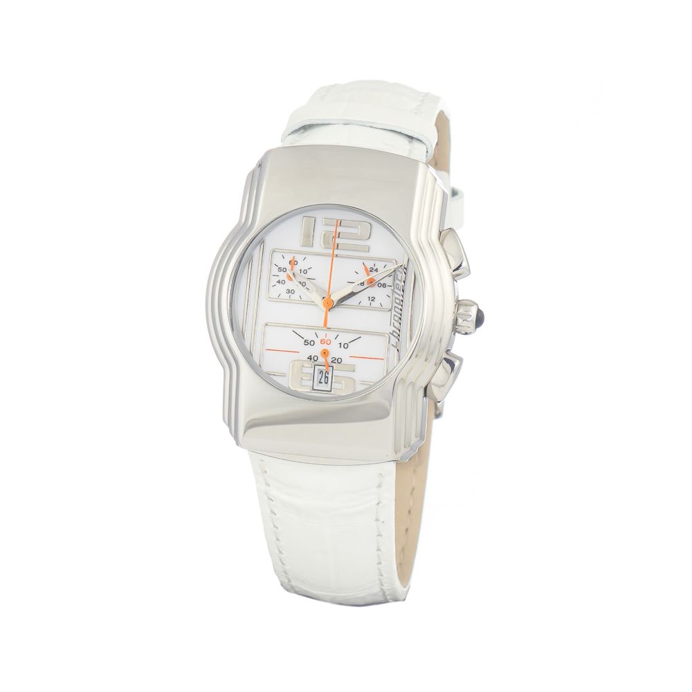 Montre habillée Chronotech en cuir blanc