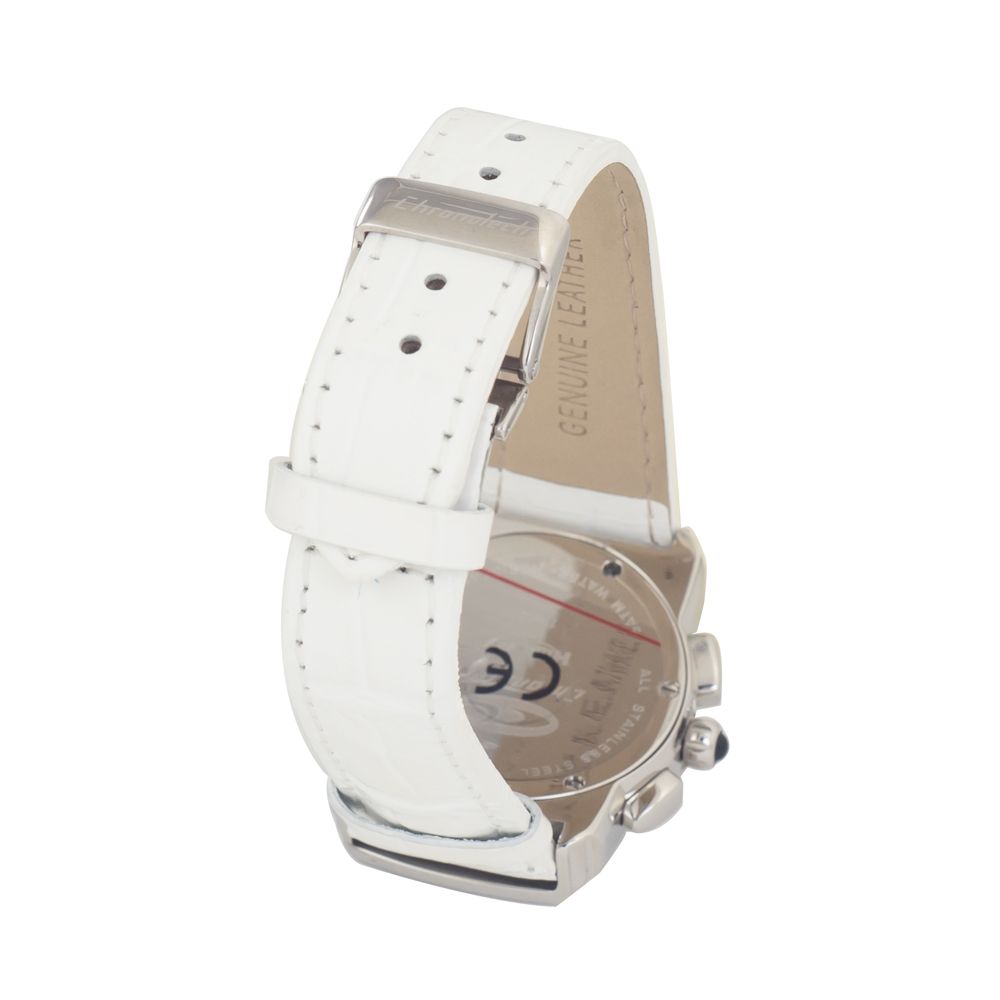 Montre habillée Chronotech en cuir blanc