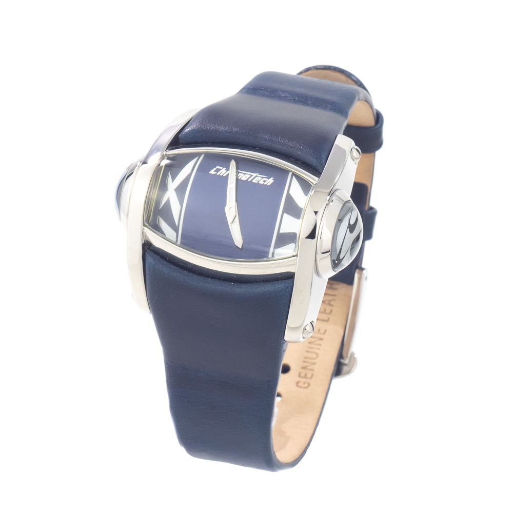 Montre habillée Chronotech en cuir bleu