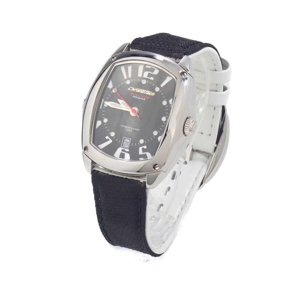 Montre habillée en cuir noir Chronotech