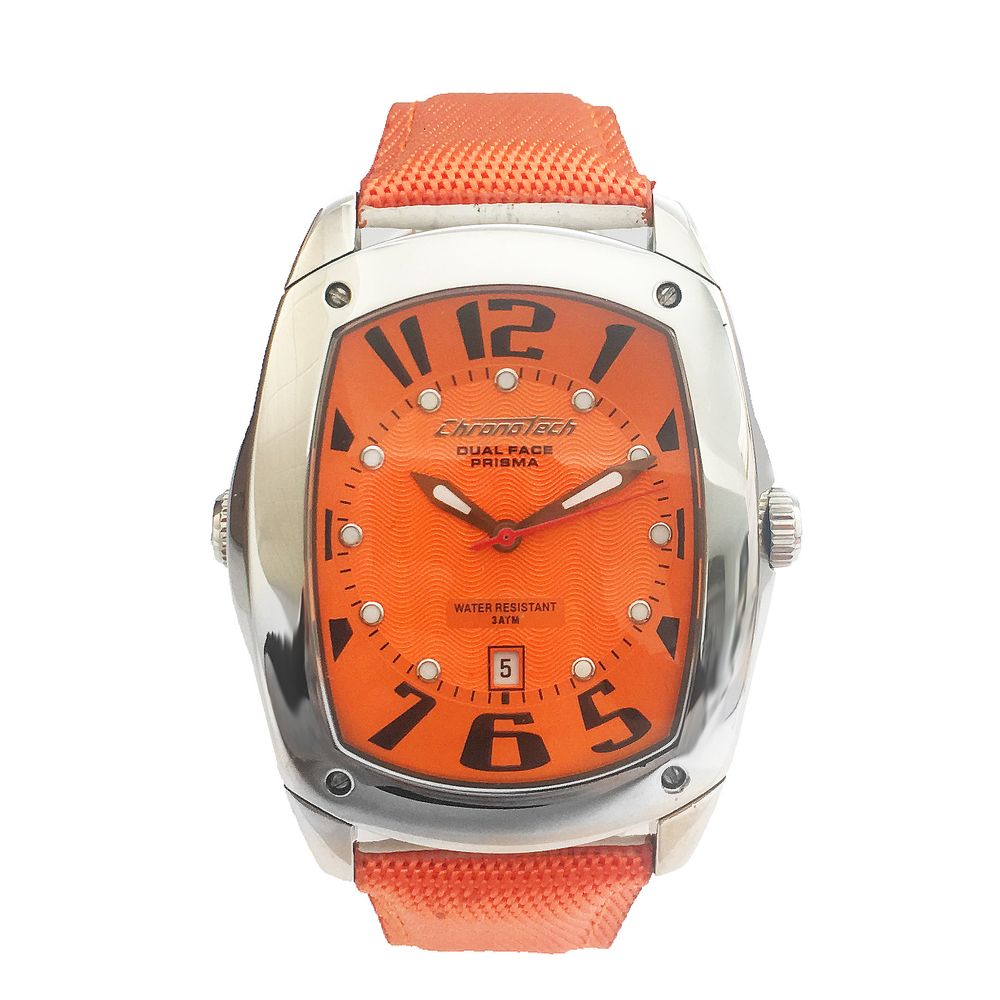 Montre habillée Chronotech en cuir orange