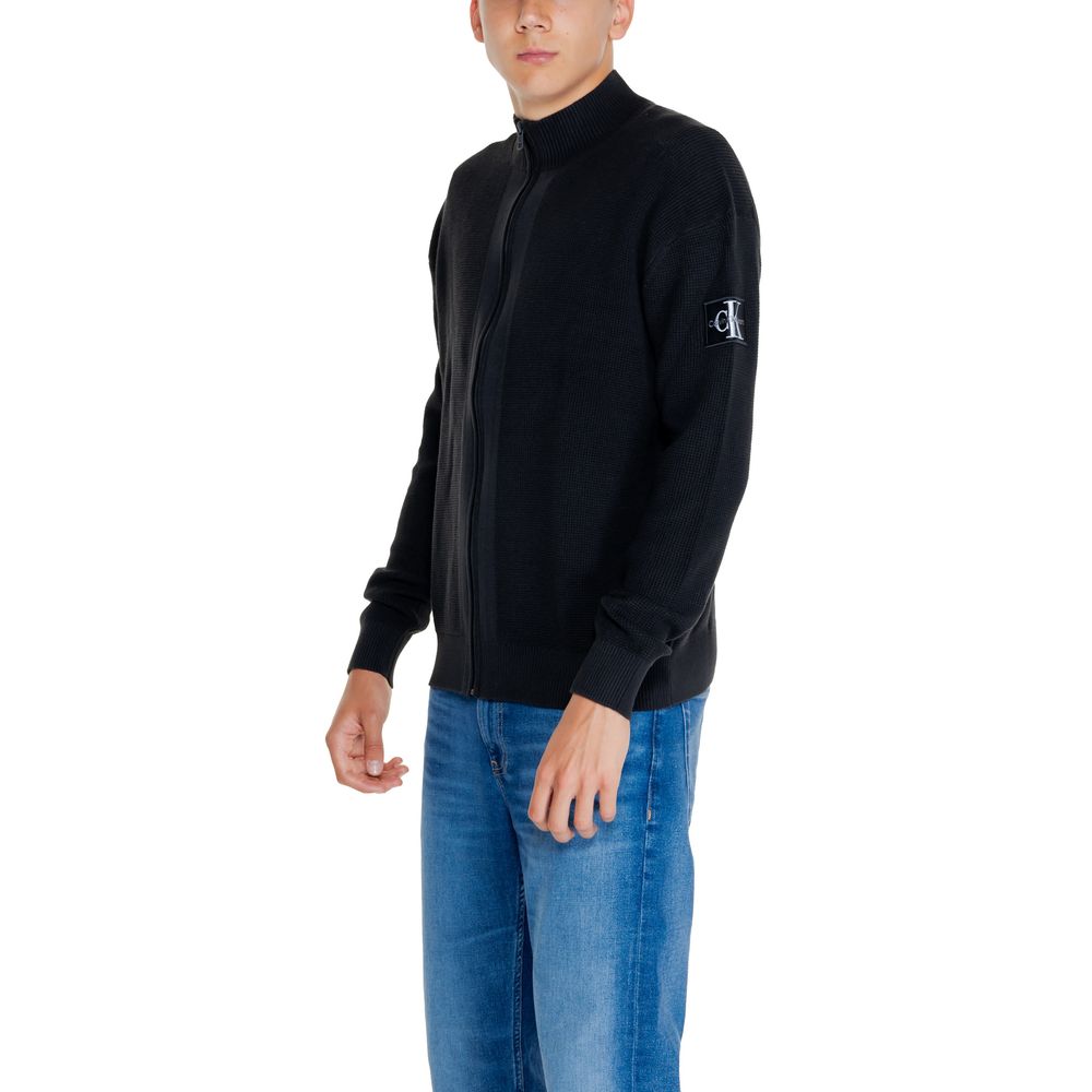 Calvin Klein Jeans – Schwarze Strickjacke aus recycelter Baumwolle