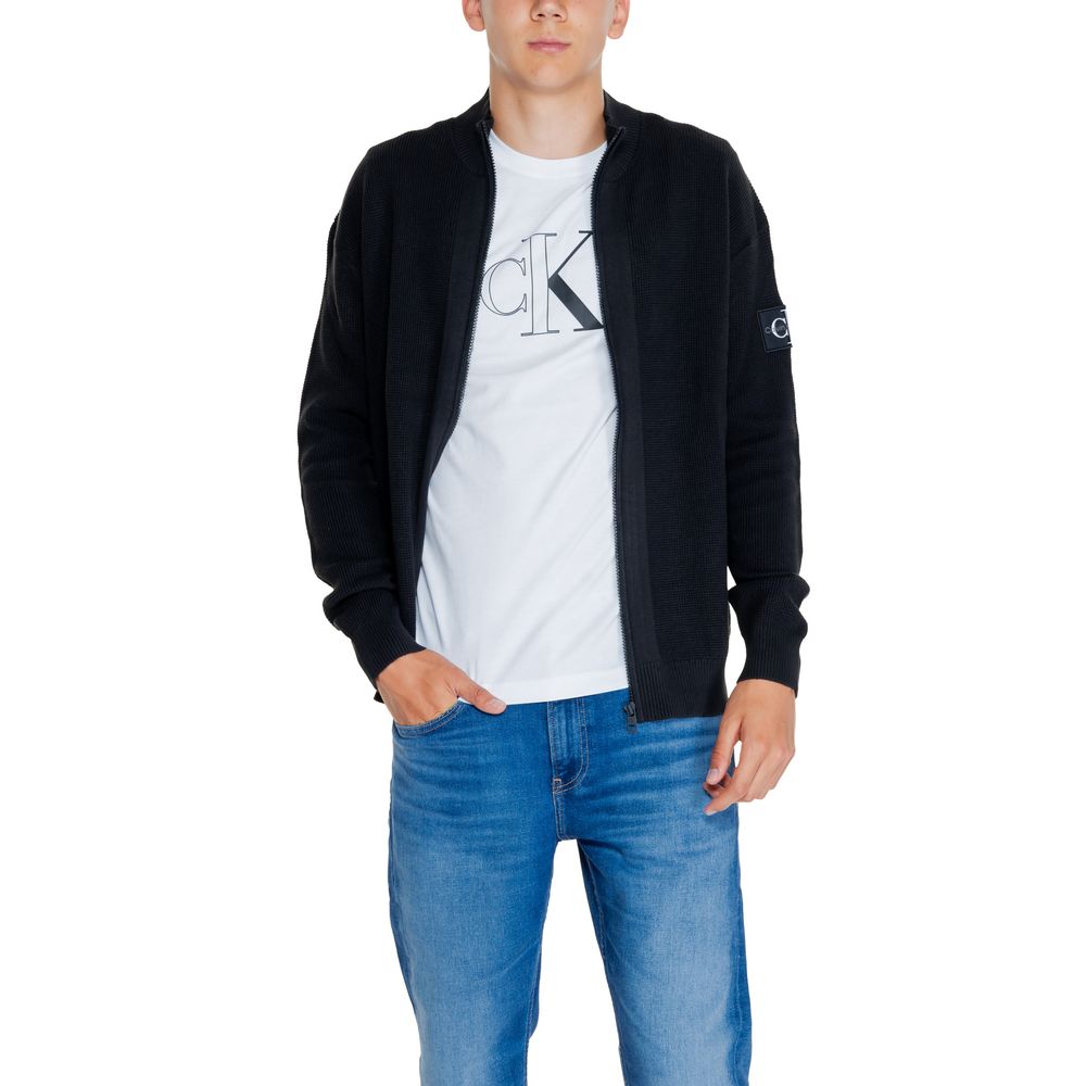 Calvin Klein Jeans – Schwarze Strickjacke aus recycelter Baumwolle