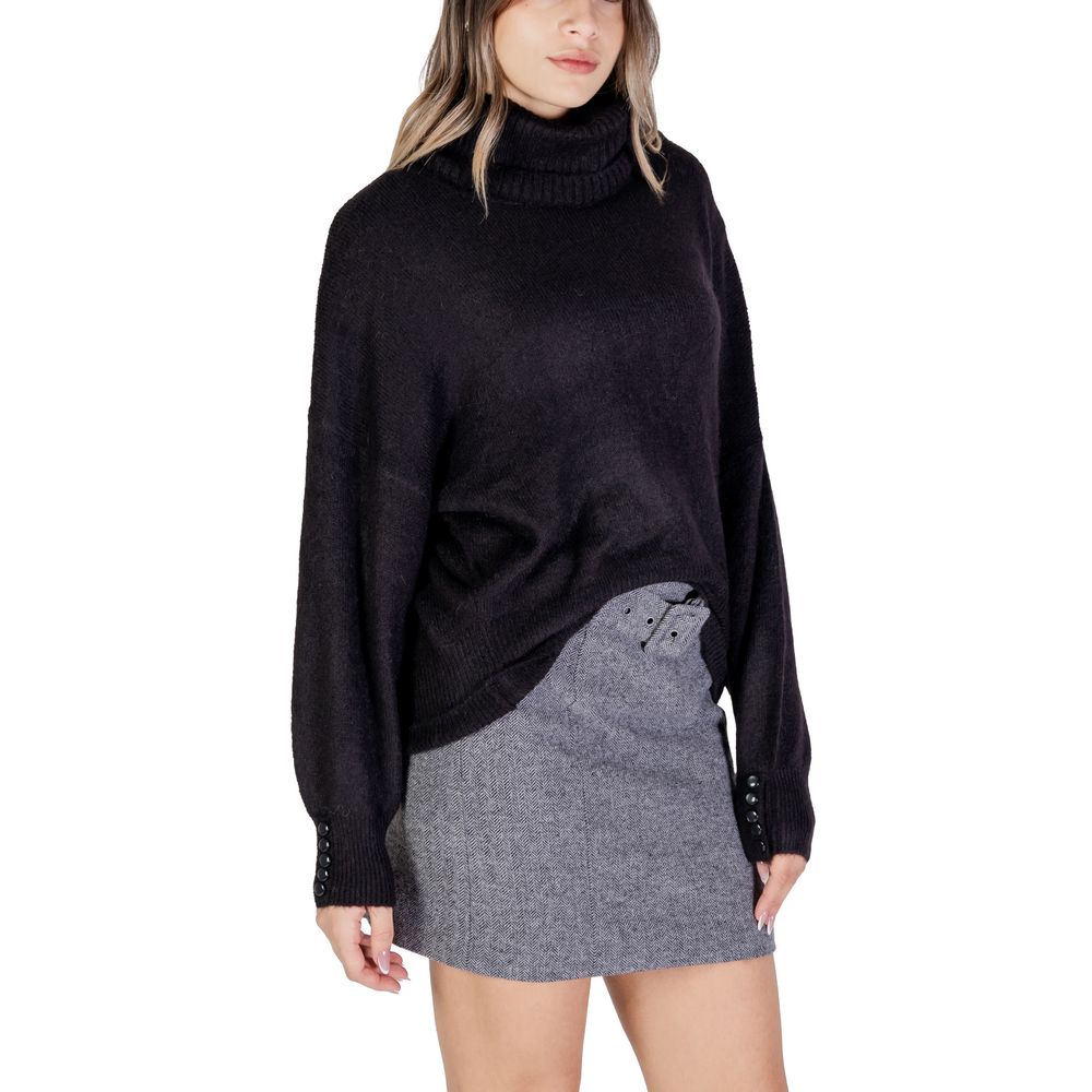 ICHI – Rollkragenpullover aus schwarzem Marabu
