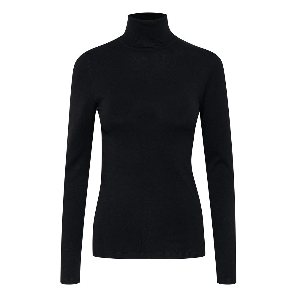 ICHI – Rollkragenpullover aus schwarzer Viskose