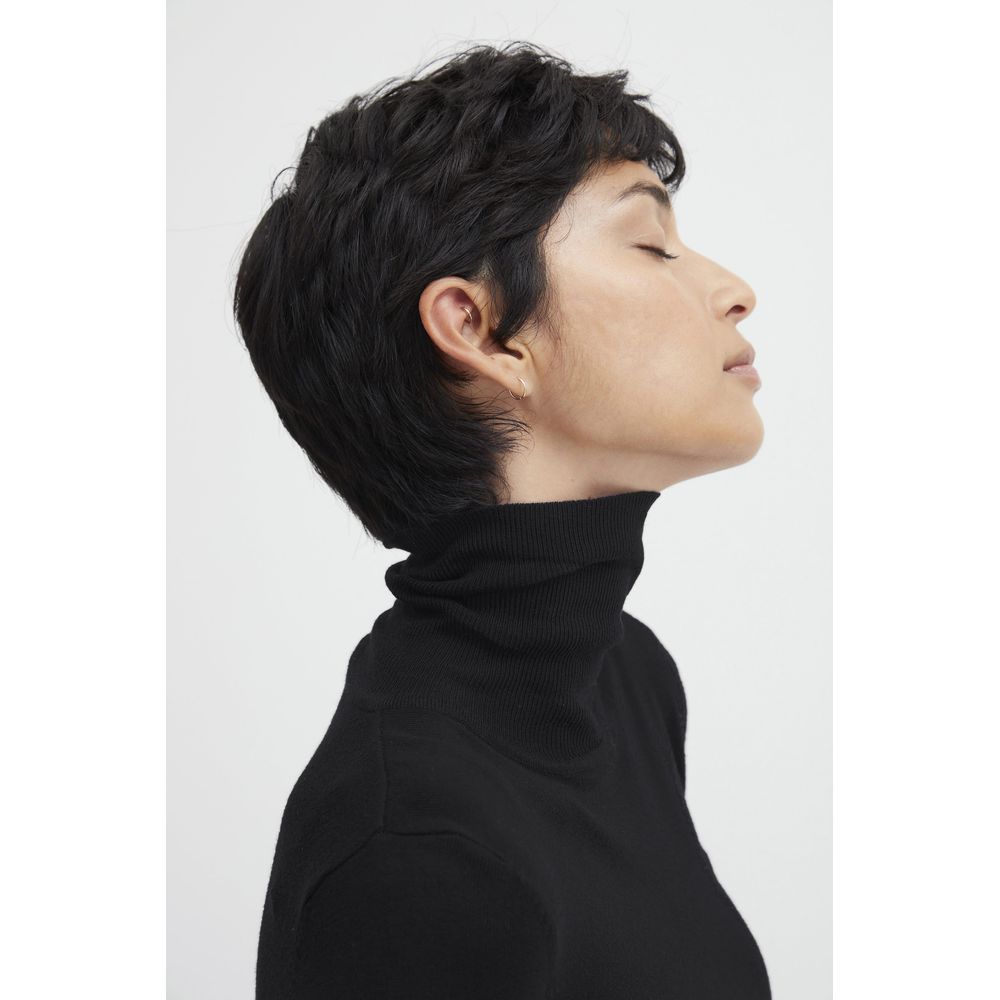 ICHI – Rollkragenpullover aus schwarzer Viskose