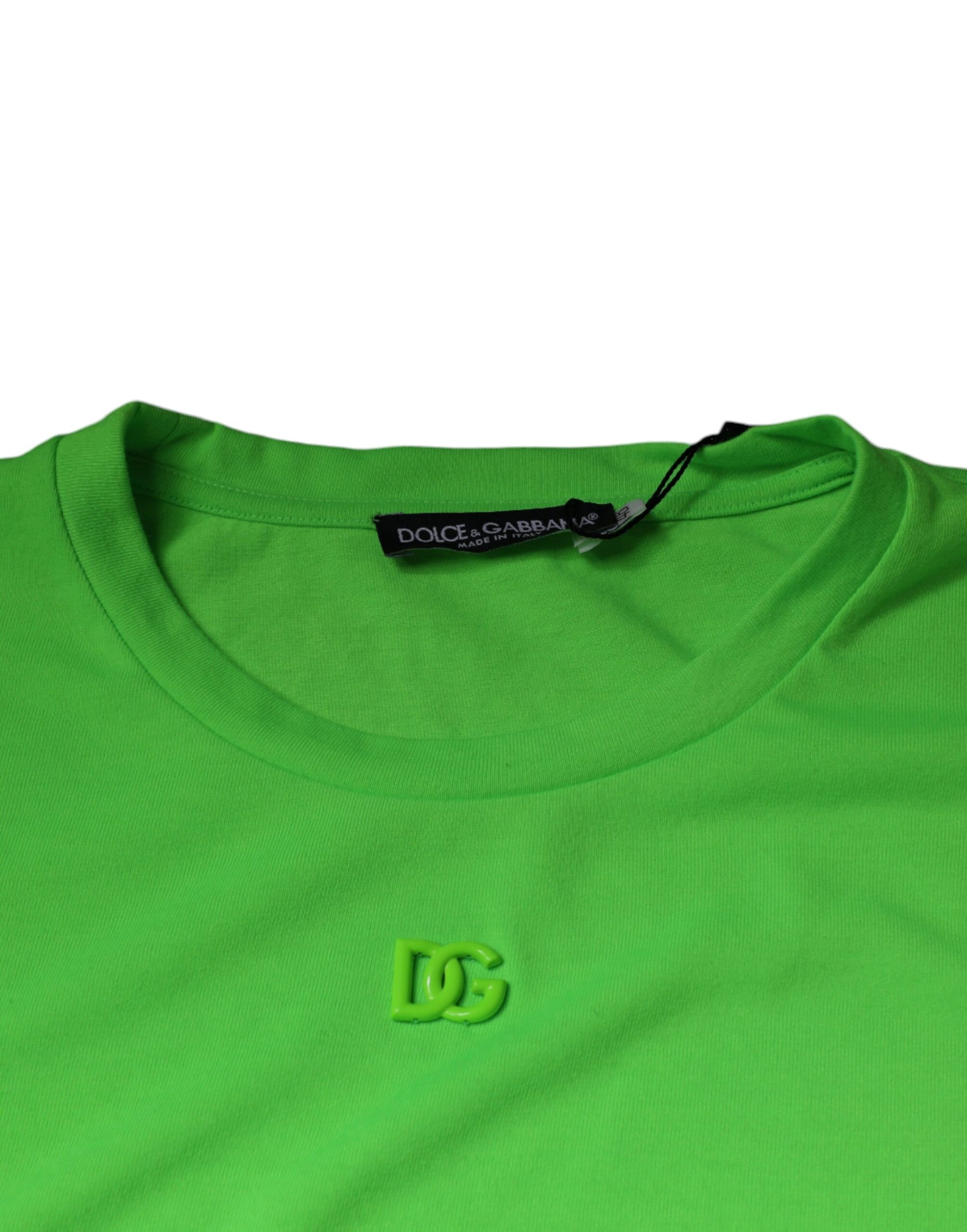 T-shirt Dolce & Gabbana vert à logo, col rond et manches courtes