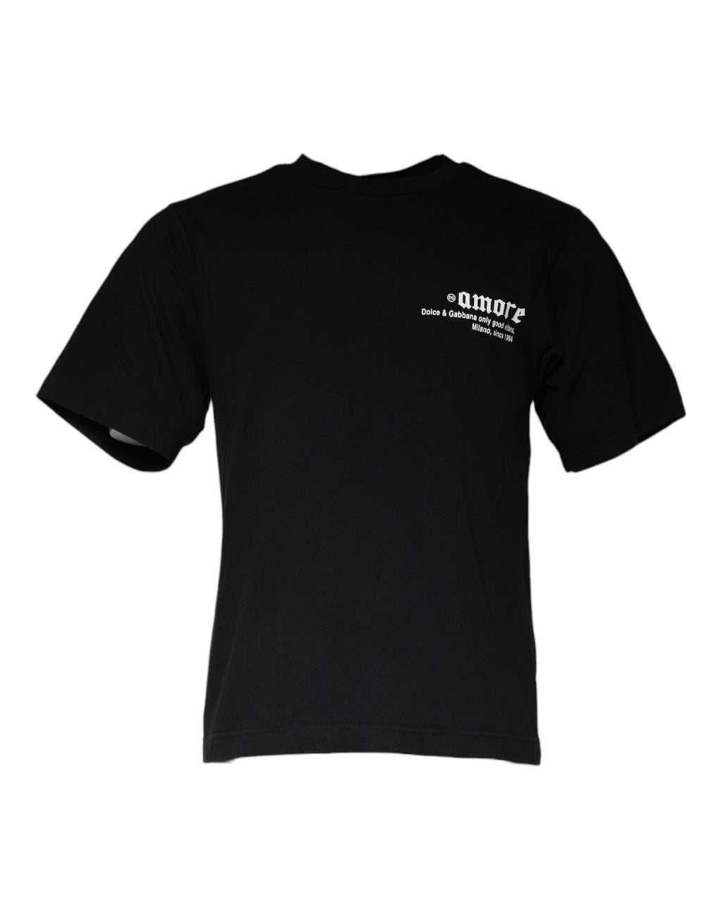 T-shirt noir en coton à col ras du cou imprimé Amore Dolce & Gabbana