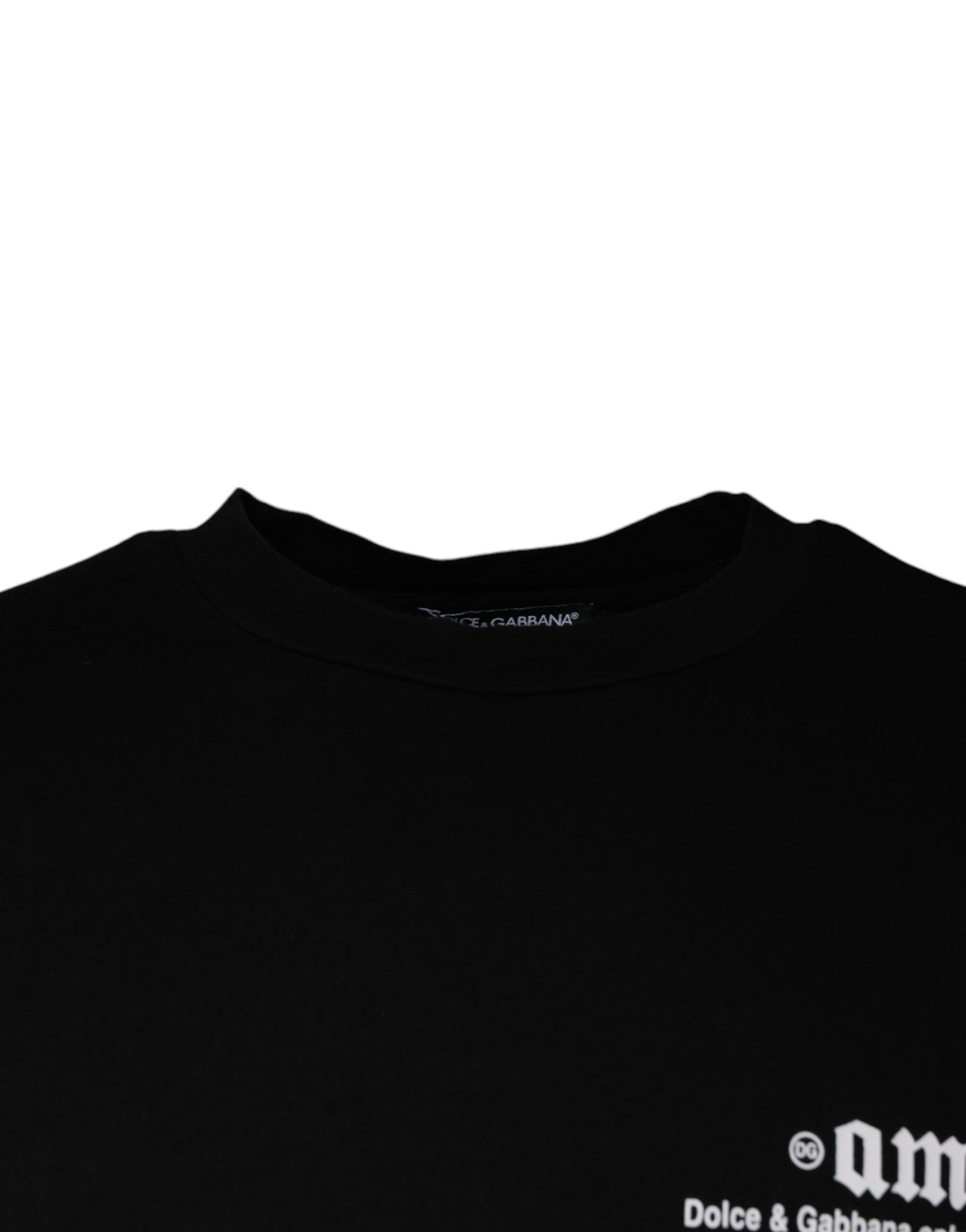 T-shirt noir en coton à col ras du cou imprimé Amore Dolce & Gabbana