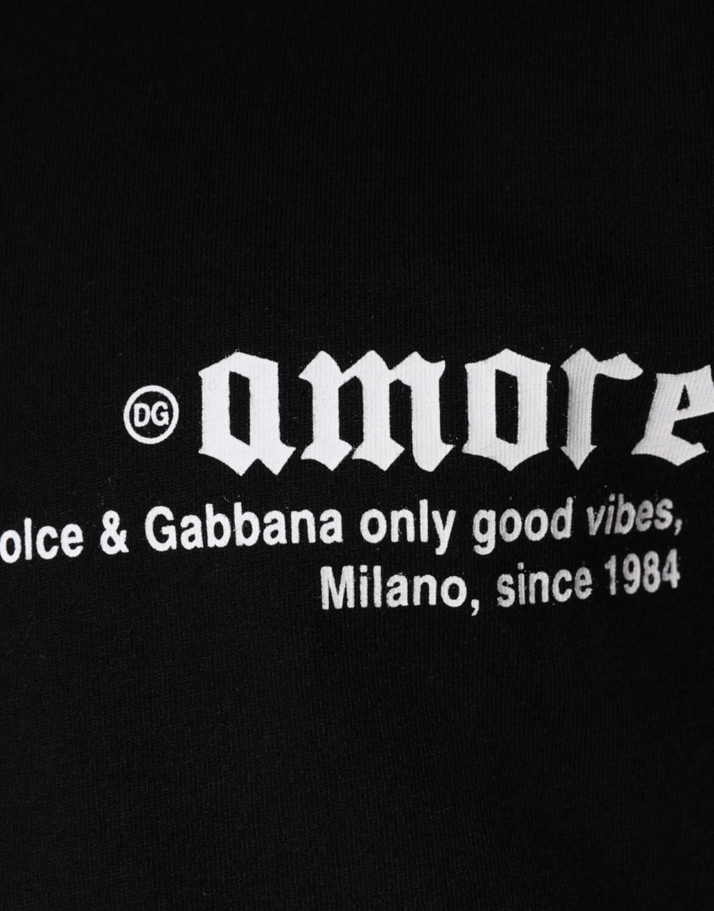 T-shirt noir en coton à col ras du cou imprimé Amore Dolce & Gabbana