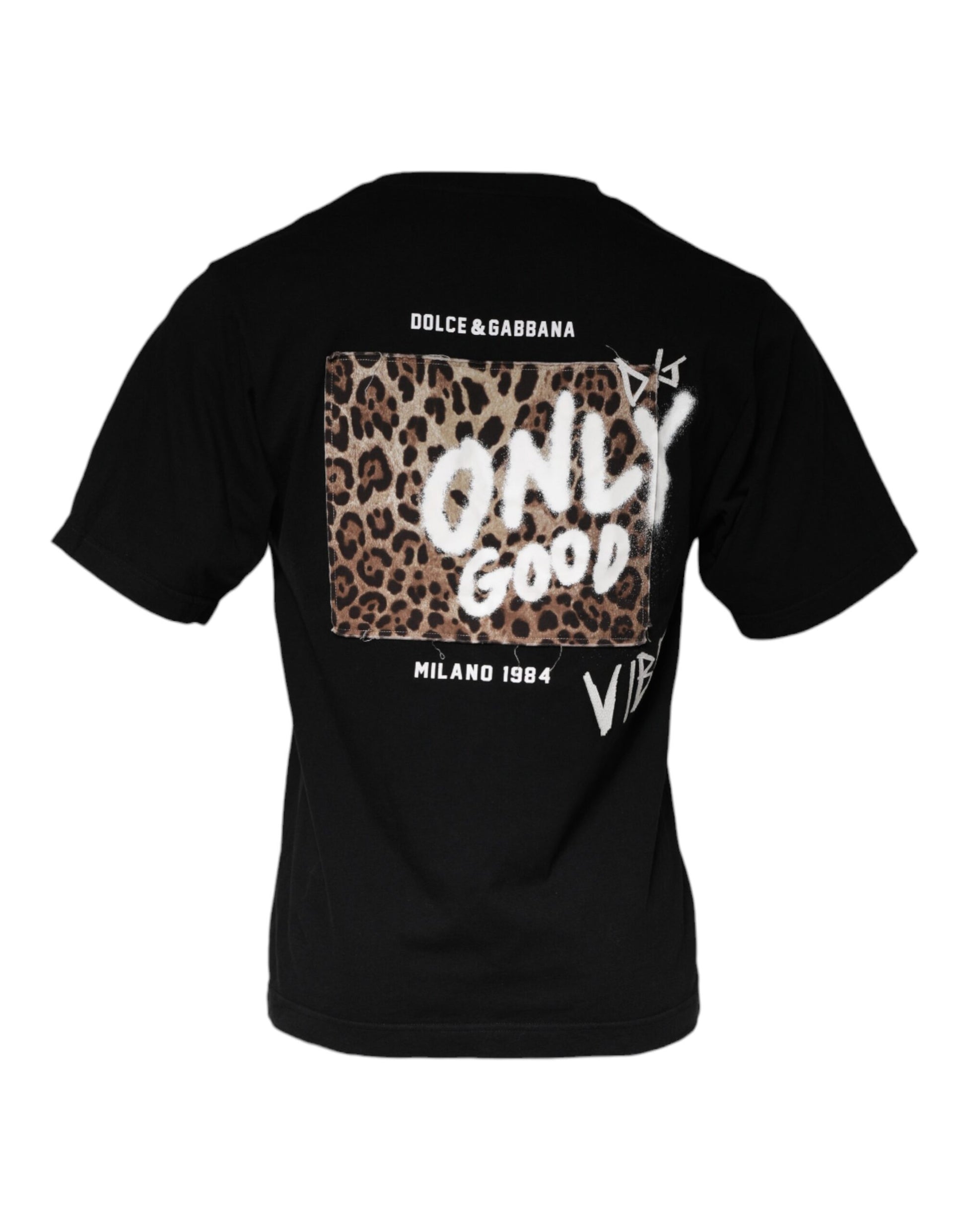 T-shirt noir en coton à col ras du cou imprimé Amore Dolce & Gabbana