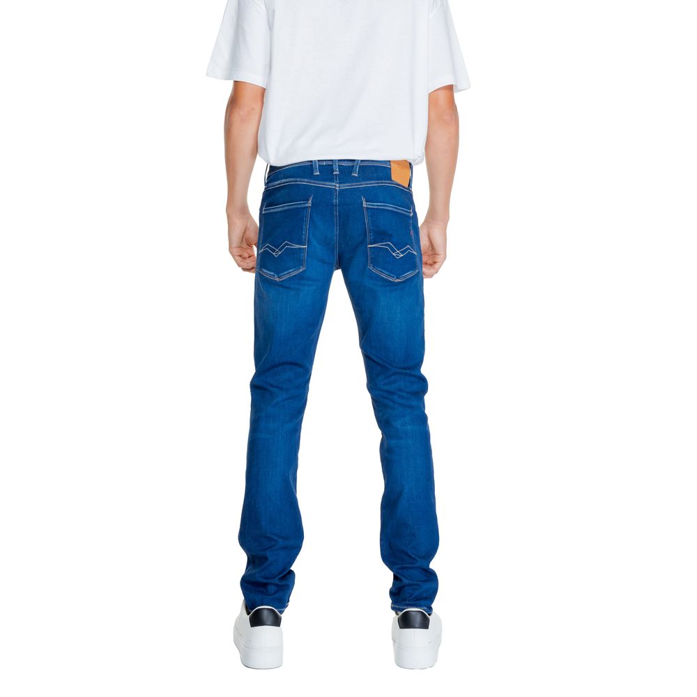 Replay – Locker geschnittene Jeans aus blauer Baumwolle