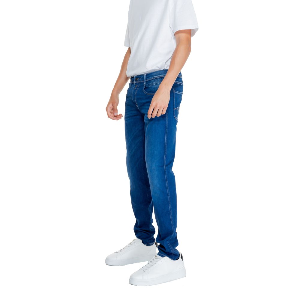 Replay – Locker geschnittene Jeans aus blauer Baumwolle