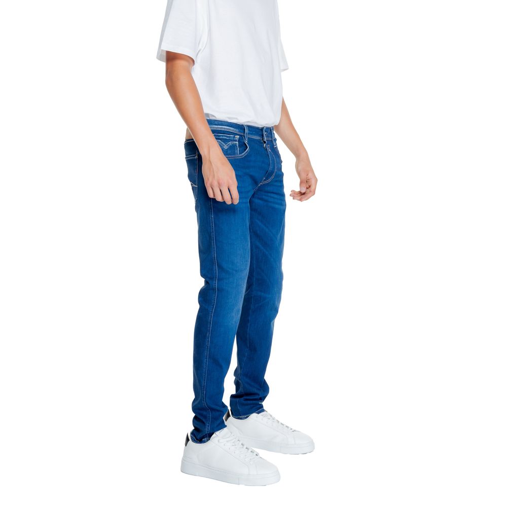 Replay – Locker geschnittene Jeans aus blauer Baumwolle
