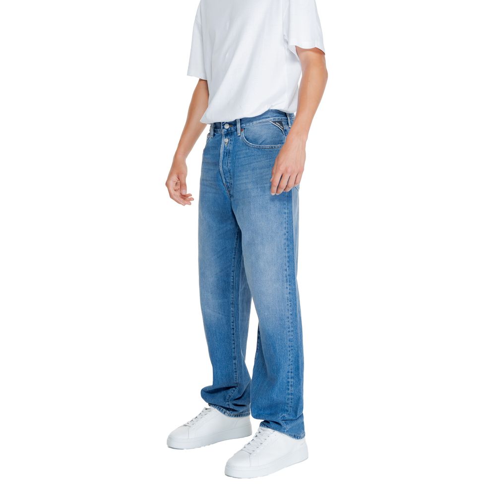 Replay – Locker geschnittene Jeans aus blauer Baumwolle