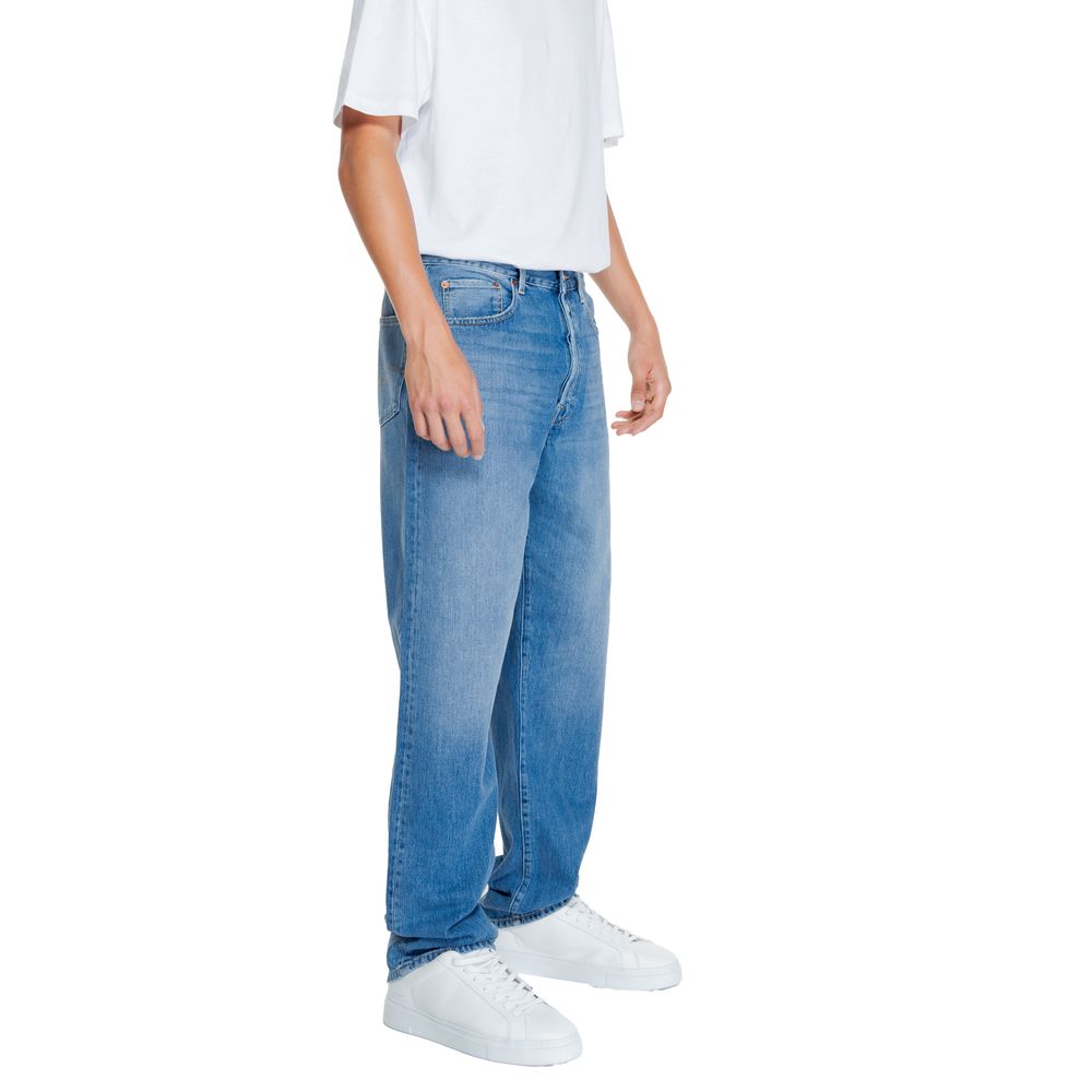 Replay – Locker geschnittene Jeans aus blauer Baumwolle