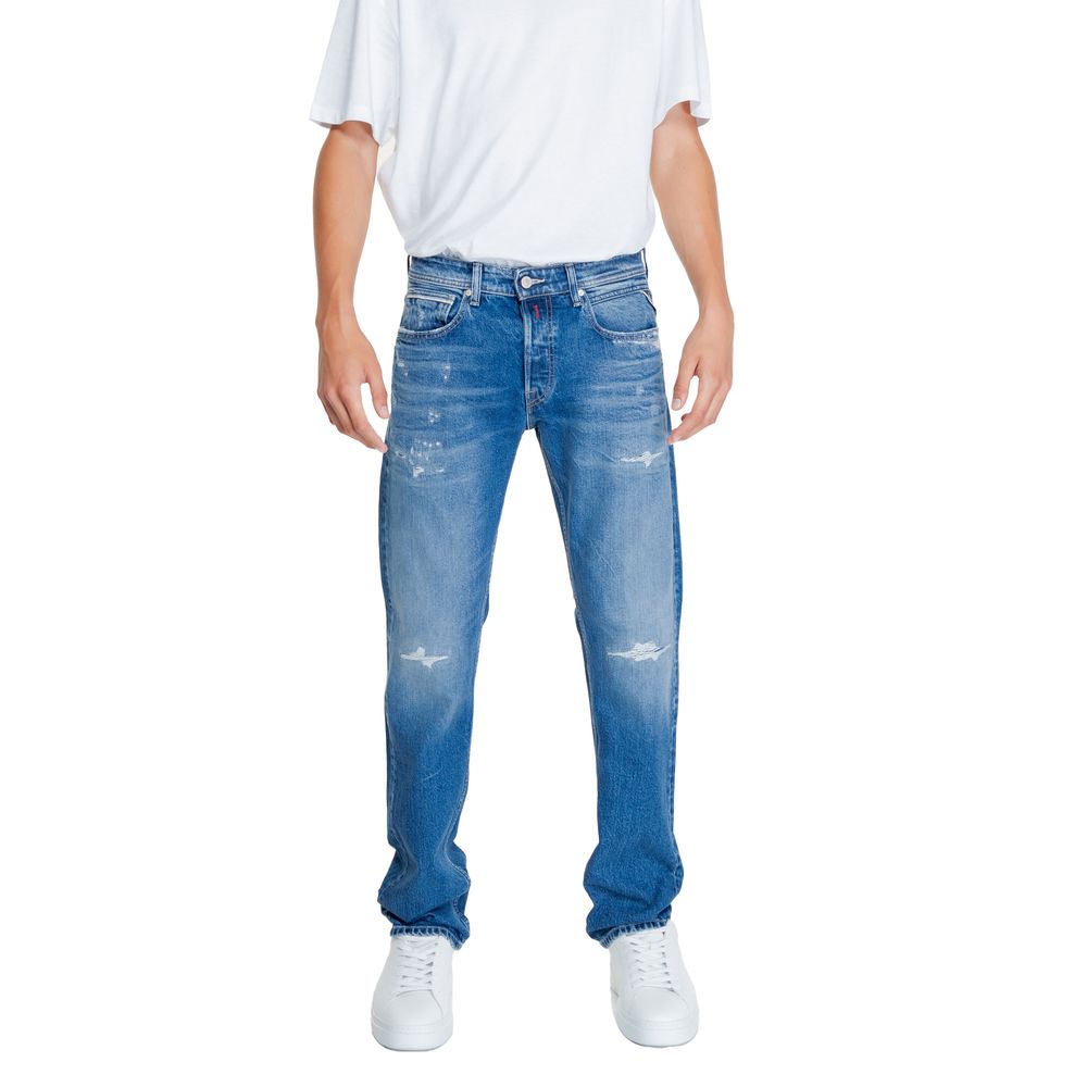 Replay – Locker geschnittene Jeans aus blauer Baumwolle