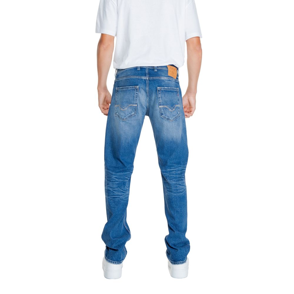 Replay – Locker geschnittene Jeans aus blauer Baumwolle