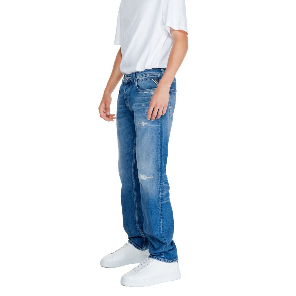 Replay – Locker geschnittene Jeans aus blauer Baumwolle