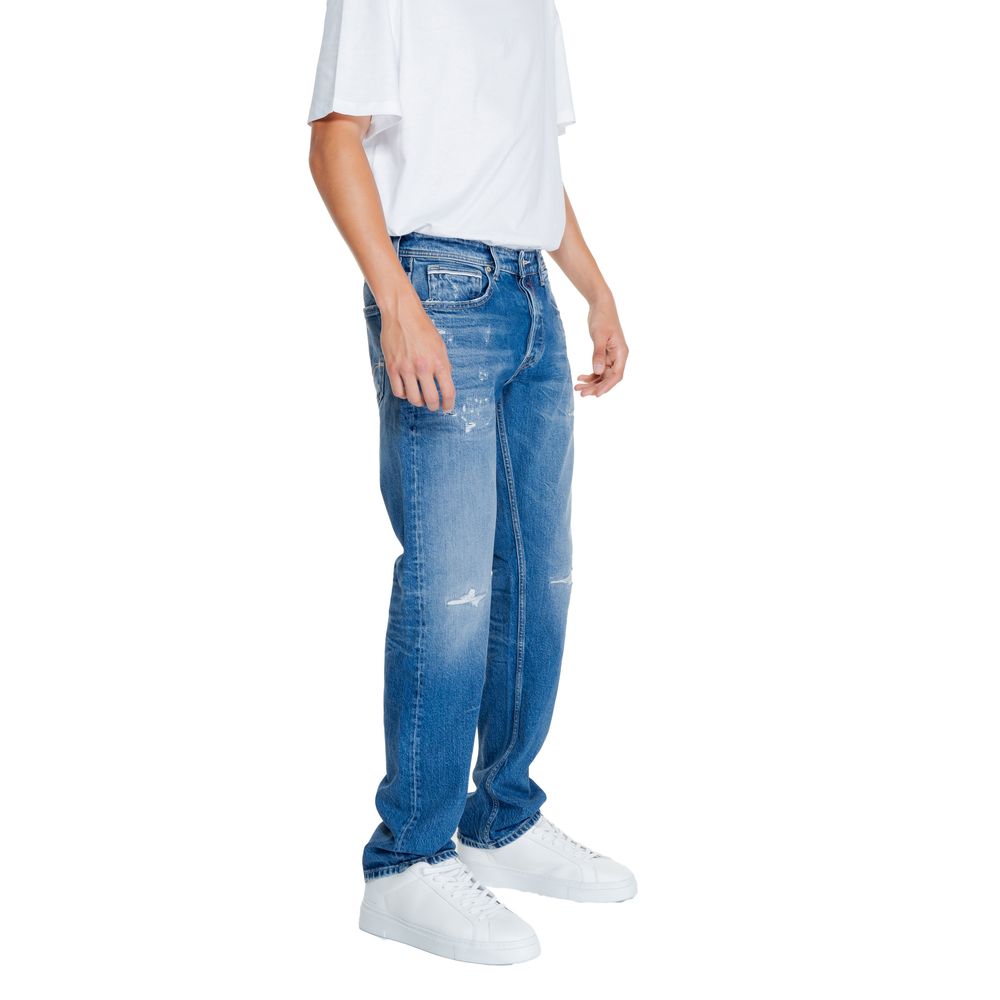 Replay – Locker geschnittene Jeans aus blauer Baumwolle