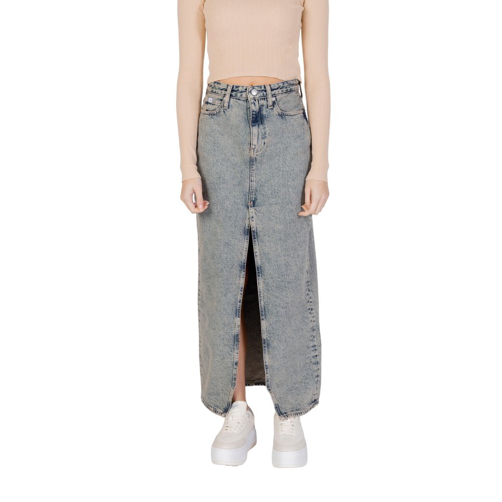 Jupe longue en coton bleu Calvin Klein Jeans