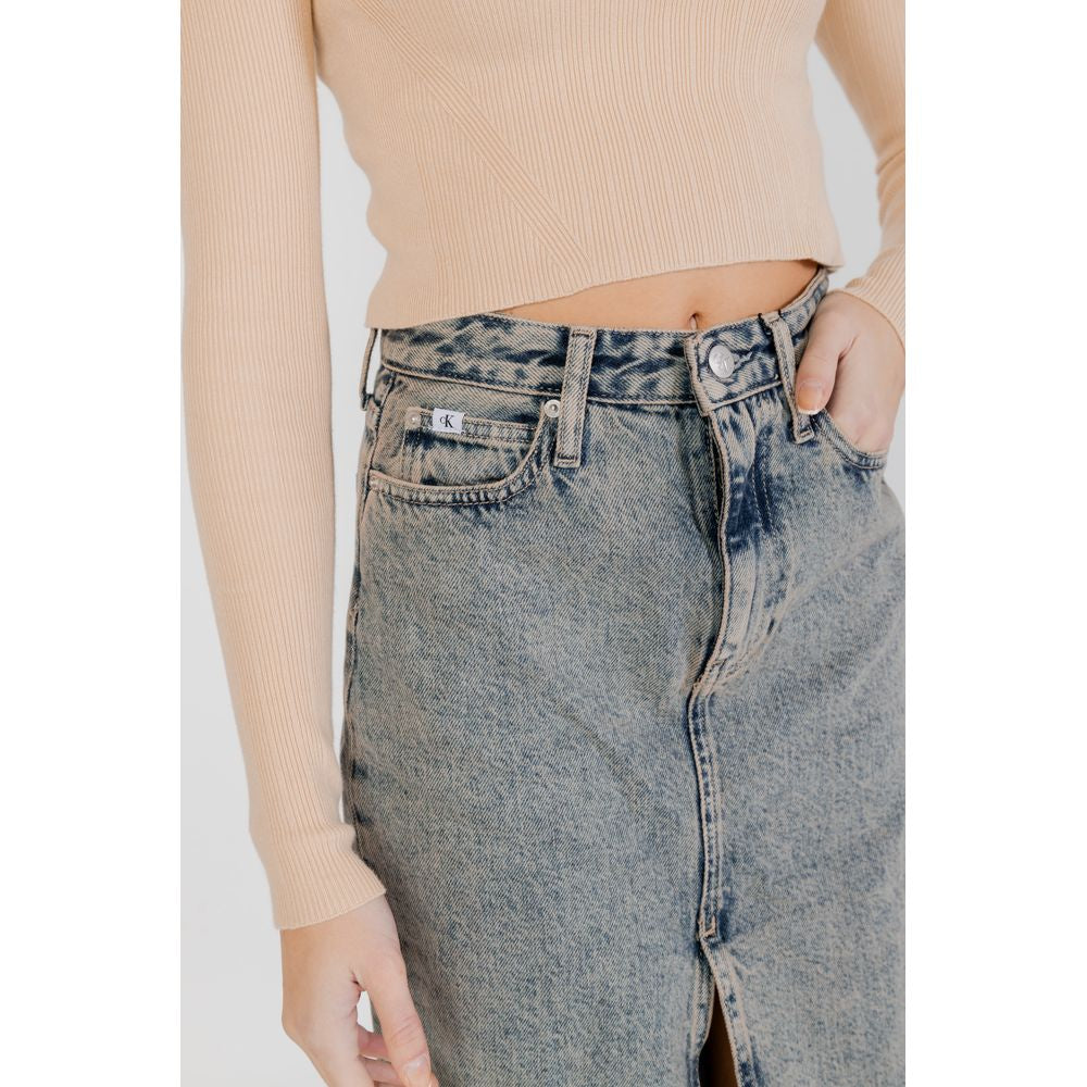 Jupe longue en coton bleu Calvin Klein Jeans