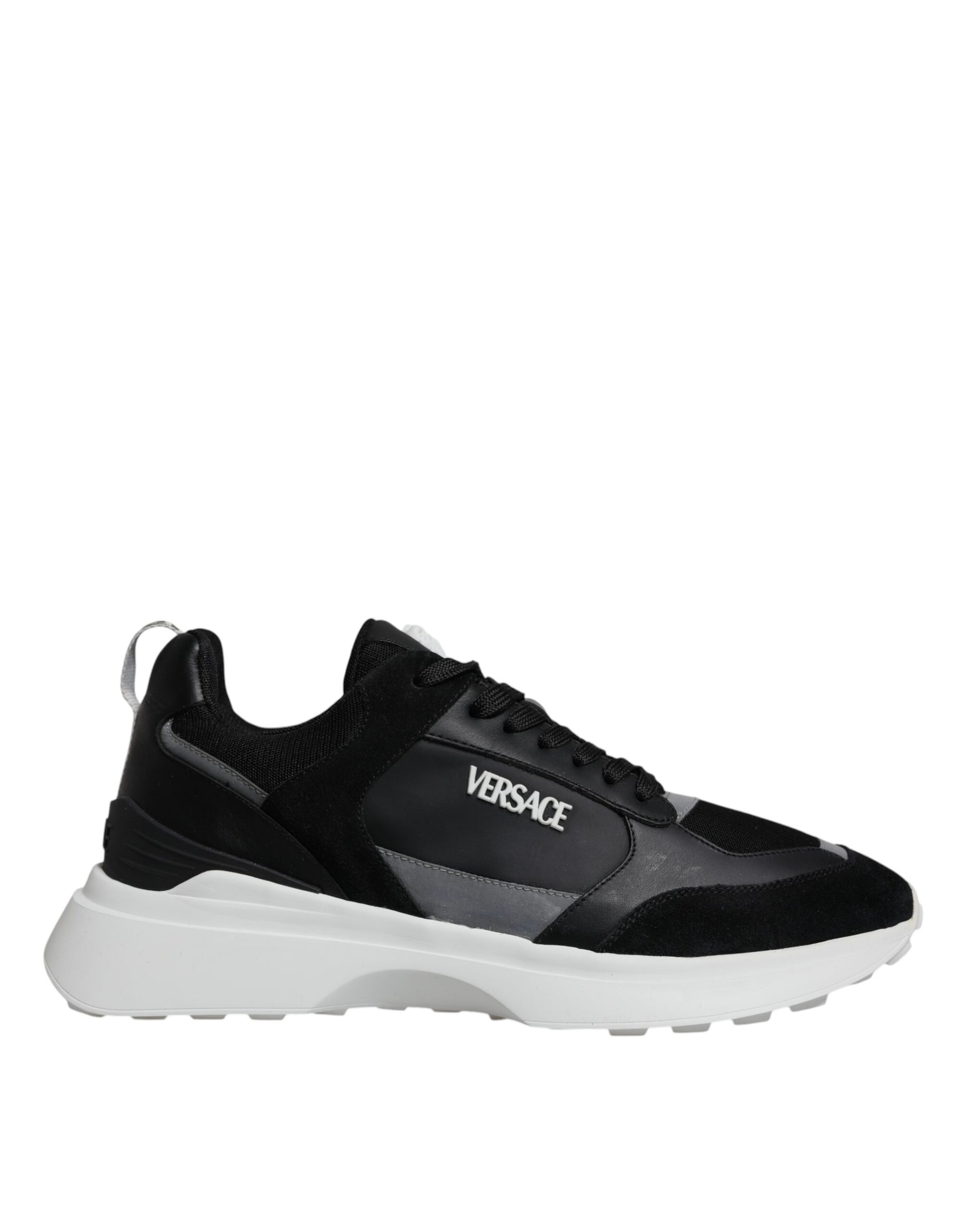 Chaussures Sneakers Basses Versace Medusa en Toile Noire et Tissus Multiples