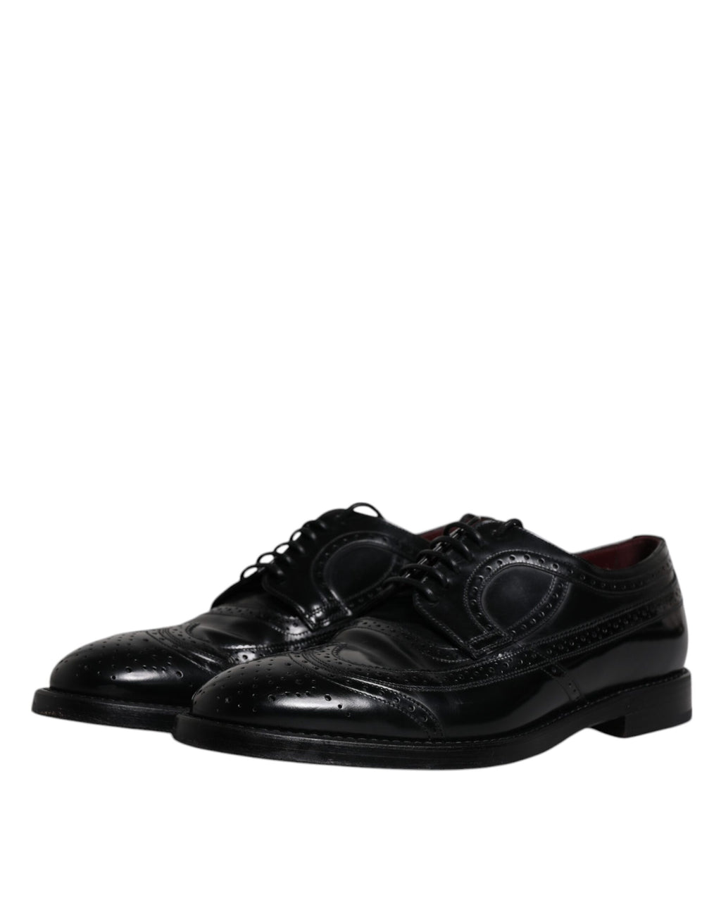 Chaussures habillées Richelieu en cuir noir à bout fleuri Dolce & Gabbana