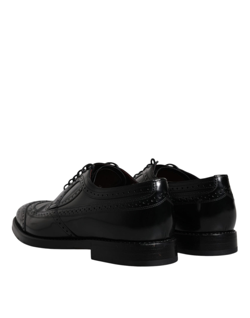 Chaussures habillées Richelieu en cuir noir à bout fleuri Dolce & Gabbana