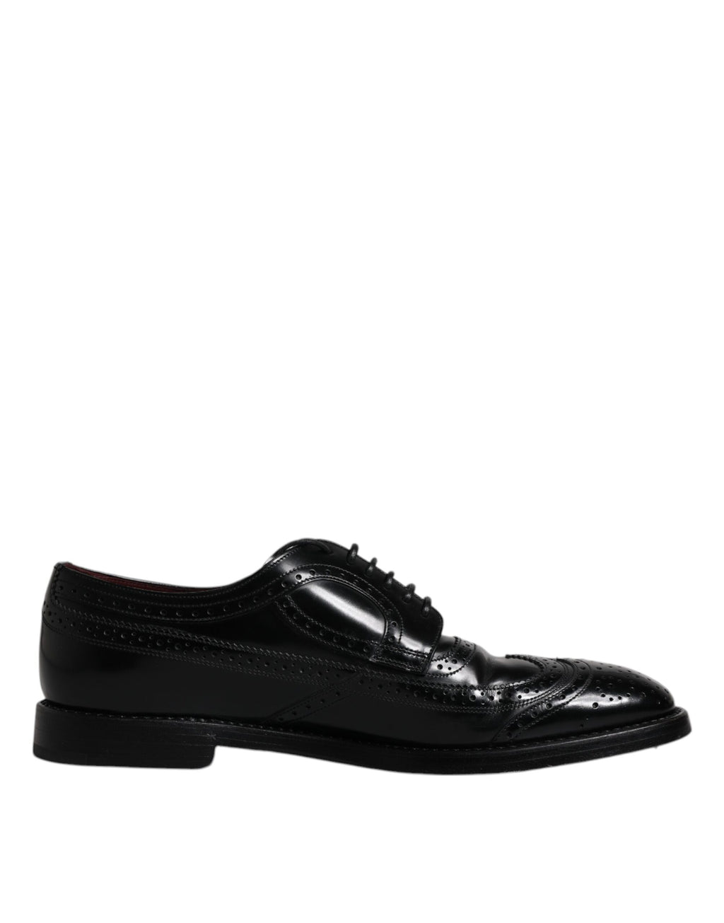 Chaussures habillées Richelieu en cuir noir à bout fleuri Dolce & Gabbana
