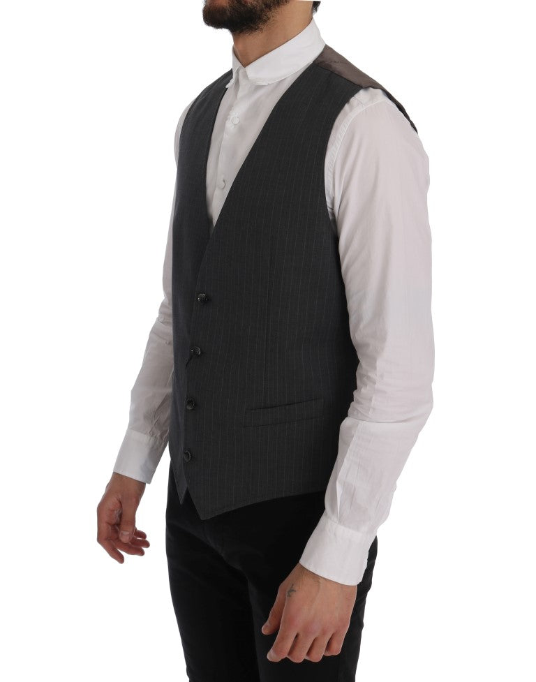 Gilet rayé en coton gris Dolce & Gabbana STAFF