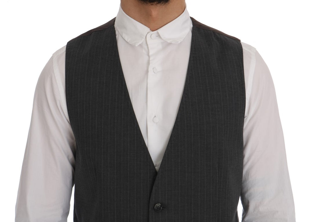 Gilet rayé en coton gris Dolce & Gabbana STAFF