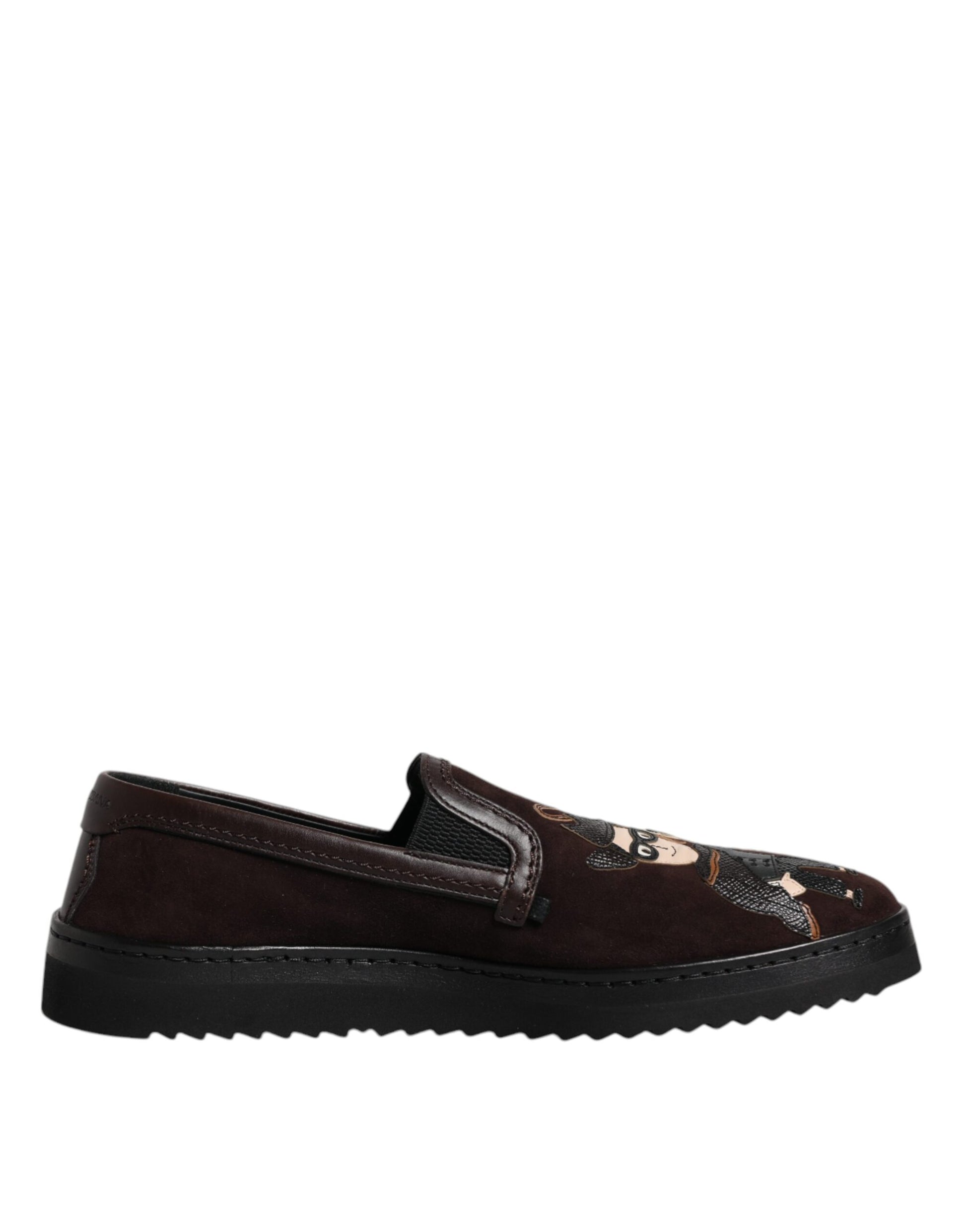 Chaussures plates à enfiler Dolce & Gabbana en daim marron DG Family