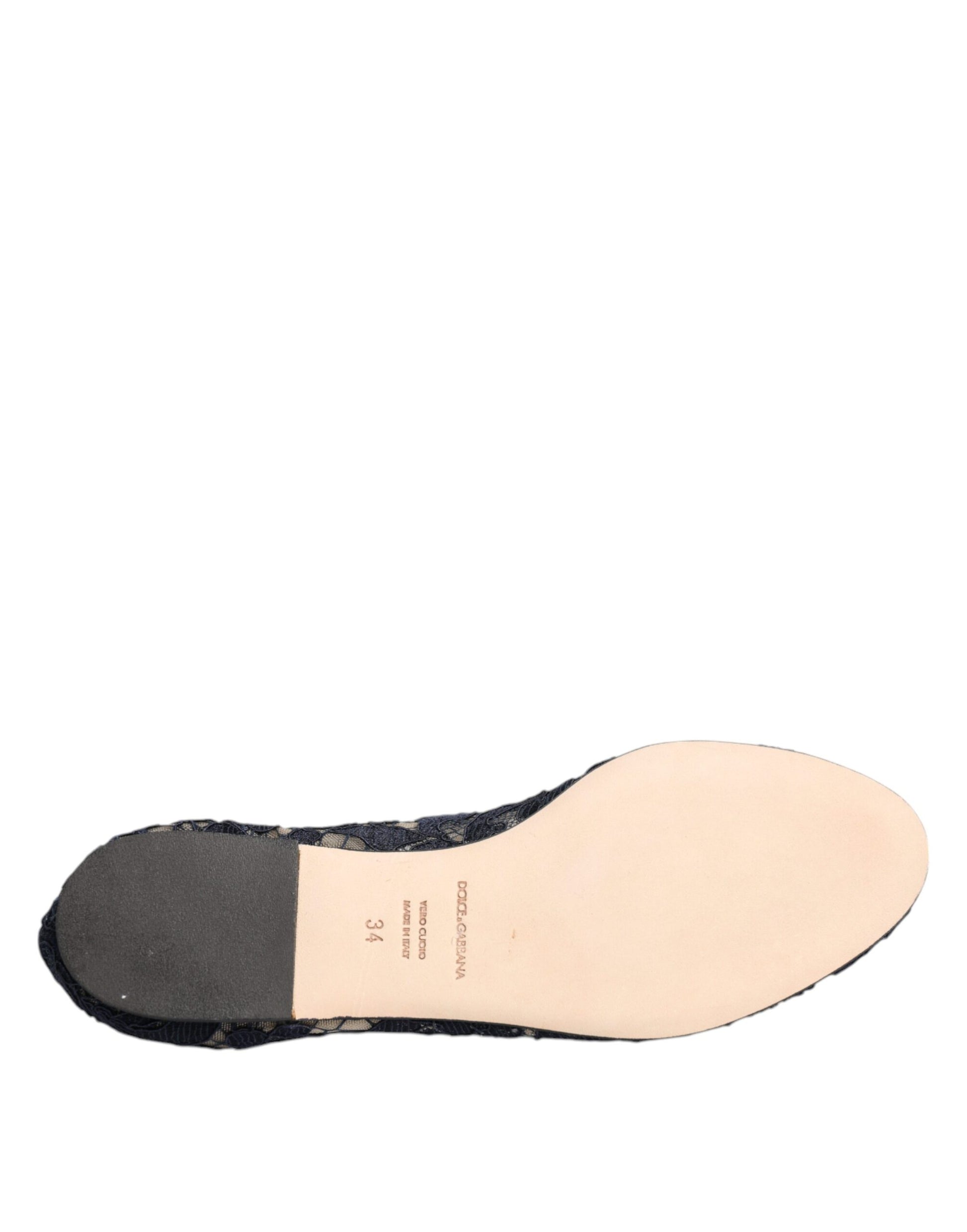 Chaussures plates Dolce & Gabbana en dentelle de Taormine bleue et cristaux