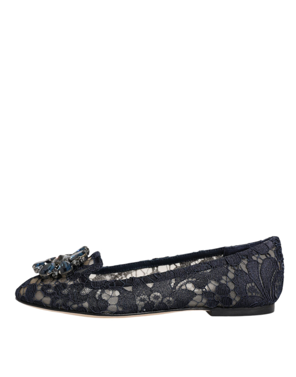 Chaussures plates Dolce & Gabbana en dentelle de Taormine bleue et cristaux